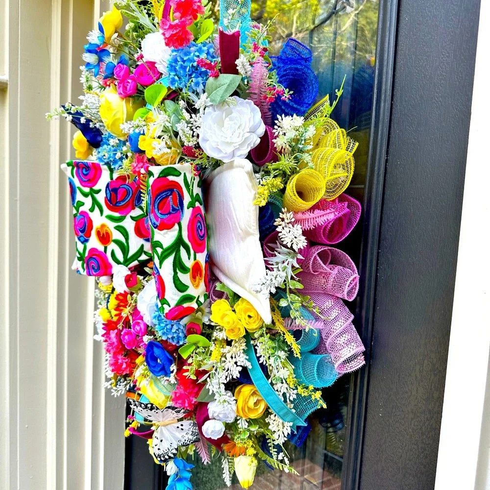 XL Big Bow Colorful Wreath